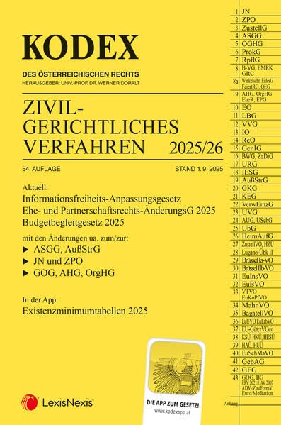 KODEX Zivilgerichtliches Verfahren 2025/26 - inkl. App Law