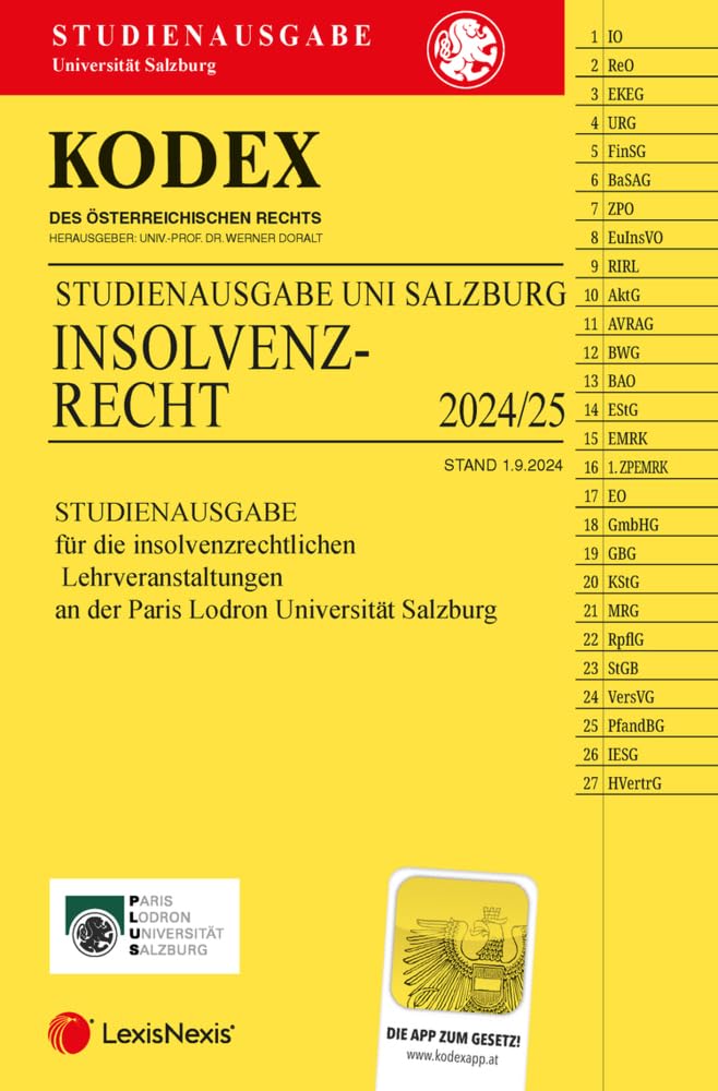 KODEX Insolvenzrecht Salzburg 2024/25 - inkl. App: Studienausgabe für die Universität Salzburg Law