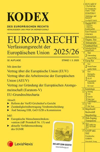 KODEX EU-Verfassungsrecht (Europarecht) 2025/26 - inkl. App Law