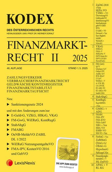 KODEX Finanzmarktrecht Band II 2025 - inkl. App: ZaDIG/VZKG/VKrG/FM-GwG/GMSG/FMABG Law