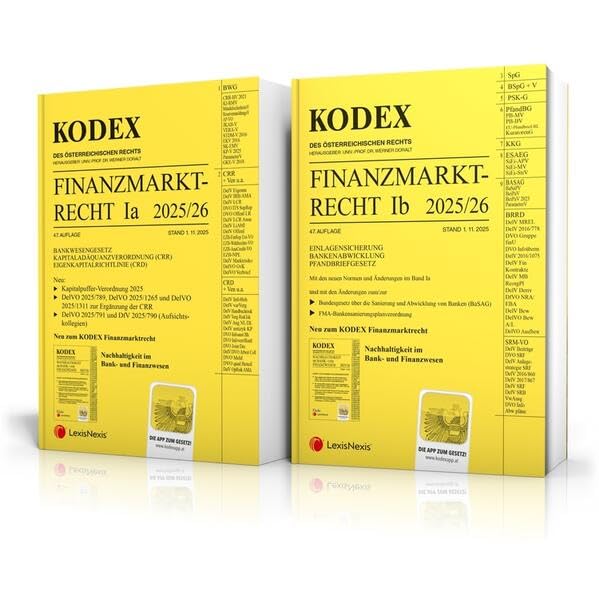 KODEX Finanzmarktrecht Band Ia + Ib 2025/26 - inkl. App: BWG/CRR/CRD/ESAEG/BaSAG Law