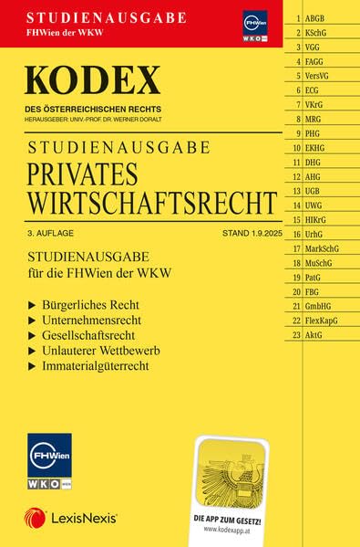 KODEX Privates Wirtschaftsrecht für die FHWien der WKW 2025/26 - inkl. App: Studienausgabe der FHWien Law