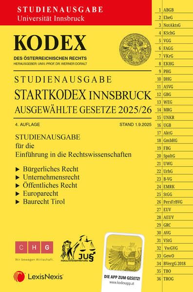 KODEX Startkodex Innsbruck 2025/26 - inkl. App: Studienausgabe für die Uni Innsbruck Law