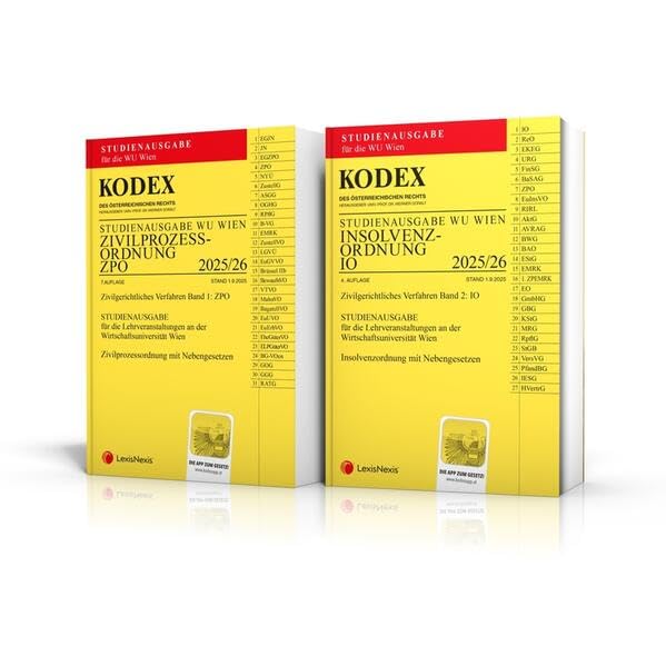 KODEX ZPO - IO für die WU 2025/26 - inkl. App: Studienausgabe für die WU Wien Law