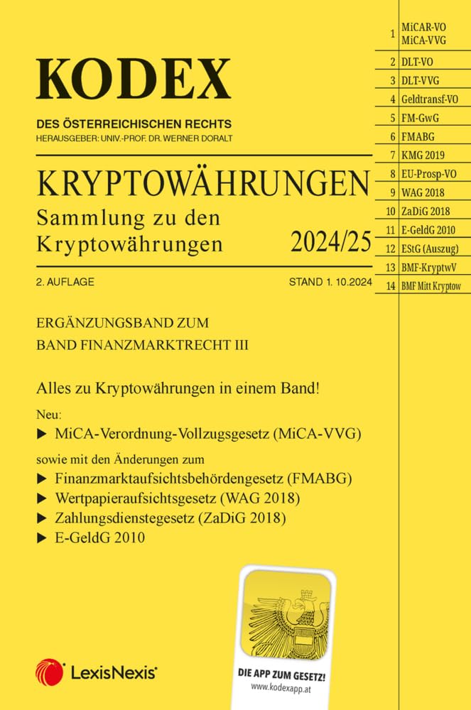 Kodex Kryptowährungen 2024/25: Ergänzungsband zu Finanzmarktrecht III Law