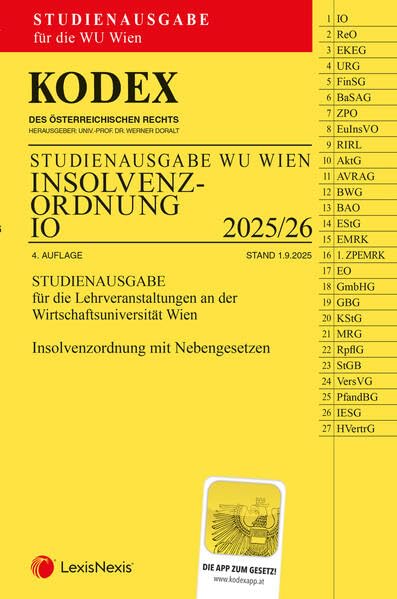 KODEX Insolvenzordnung für die WU 2025/26 - inkl. App: Studienausgabe für die WU Wien Law