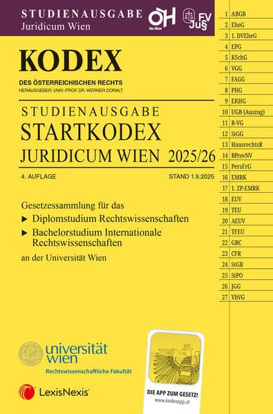 KODEX Startkodex Wien Juridicum 2025/26 - inkl. App: Studienausgabe für die Uni Wien Law