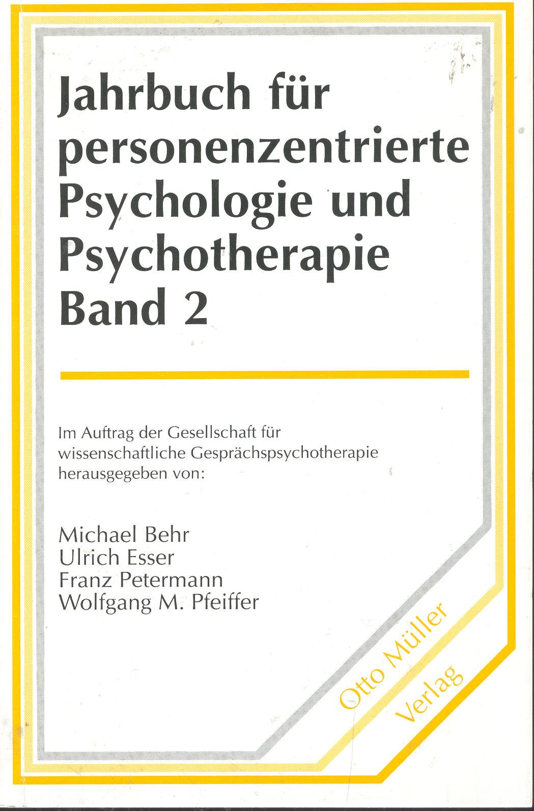 Jahrbuch für personenzentrierte Psycholgie und Psychotherapie Band 2 Self-help