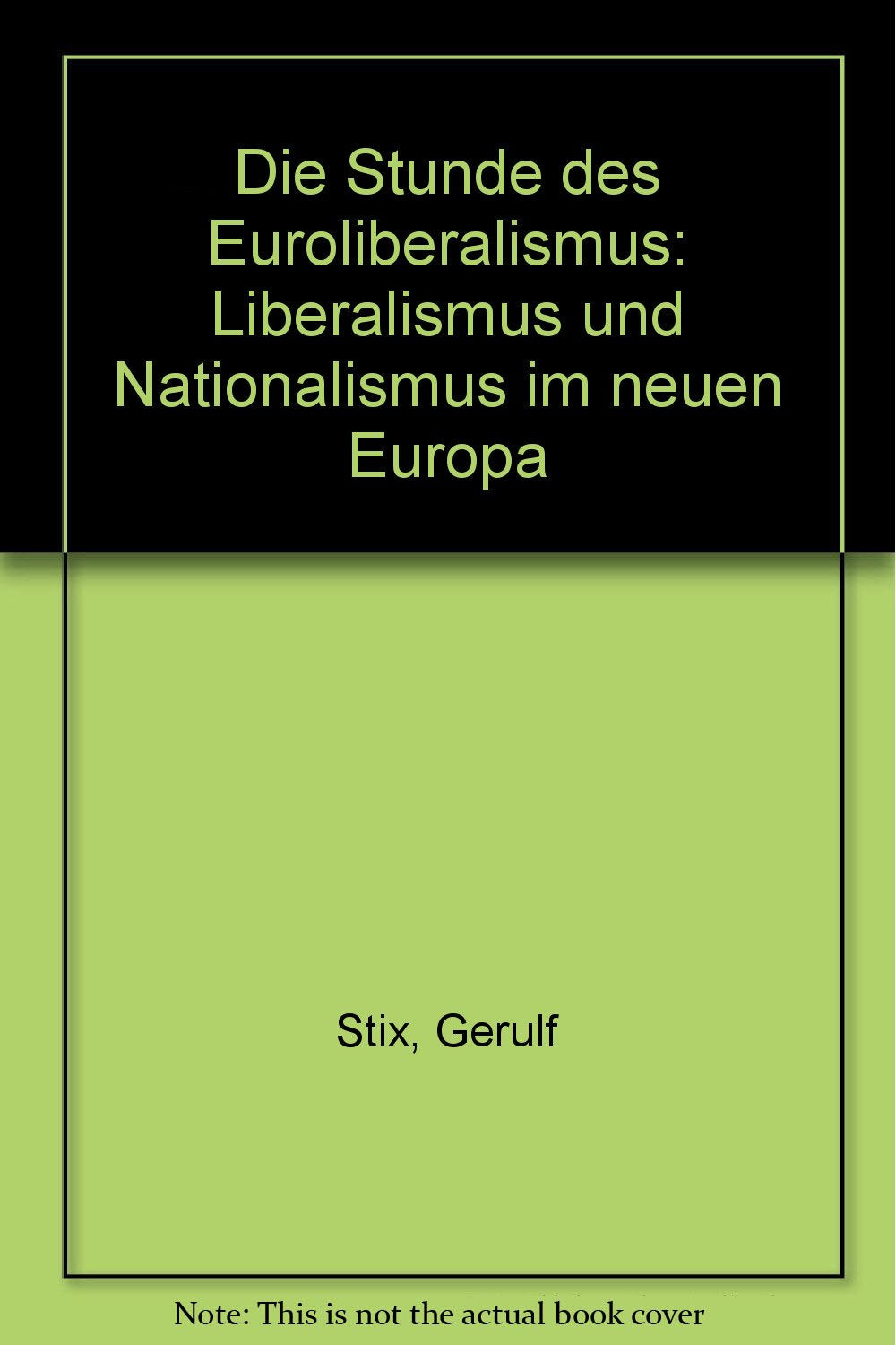 Die Stunde des EuroLiberalismus. Liberalismus und Nationalismus im neuen Europa Books