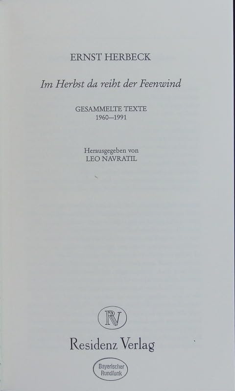 Product Image: Im Herbst da reiht der Feenwind. Gedichte