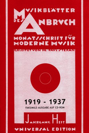 Die Musikblätter des Anbruch 1919 bis 1937- Halb-/Monatsschrift für moderne Musik CD-ROM Sheet Music