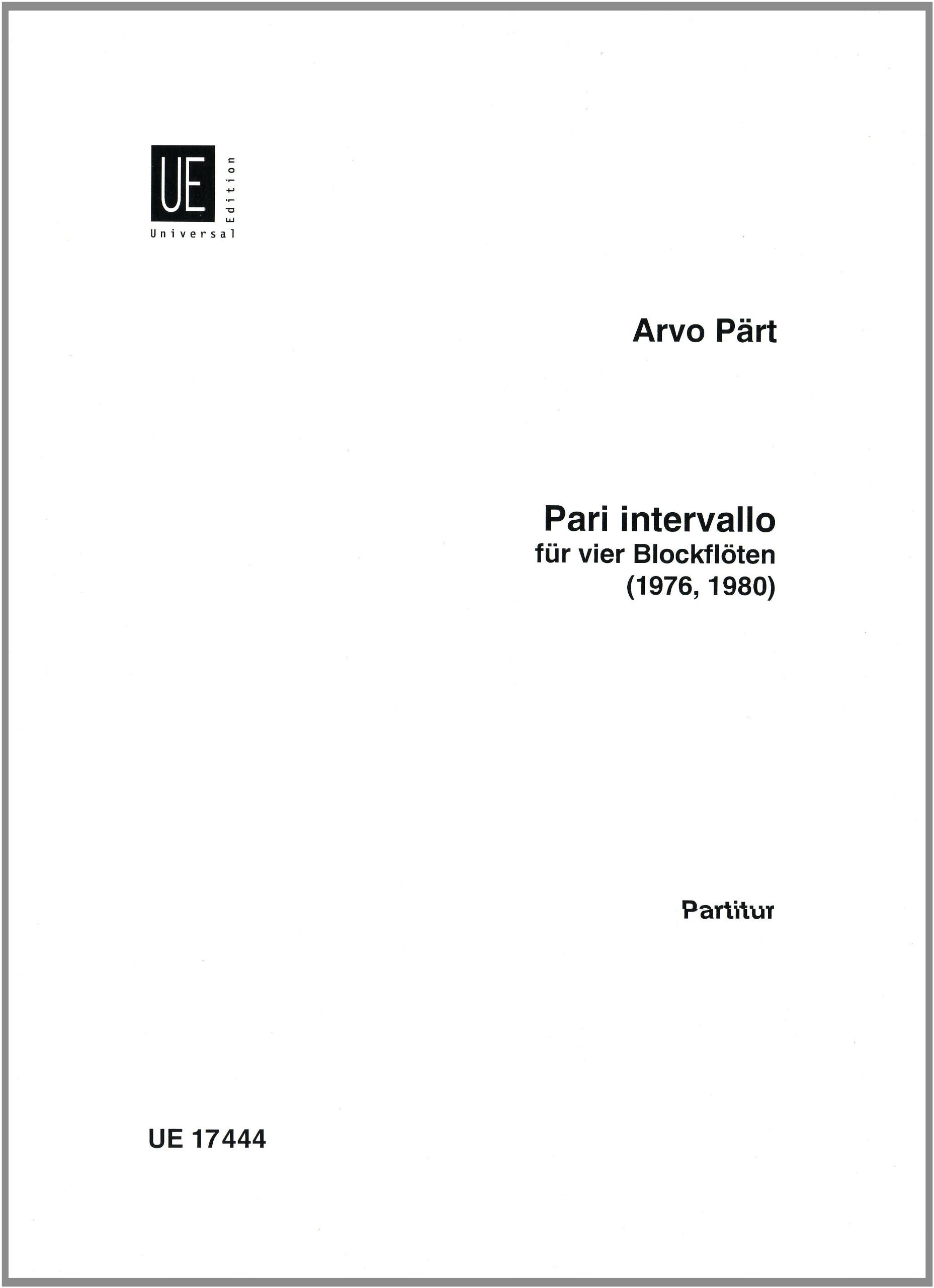 Pari intervallo: für 4 Blockflöten (SATB). Spielpartitur. Sheet Music