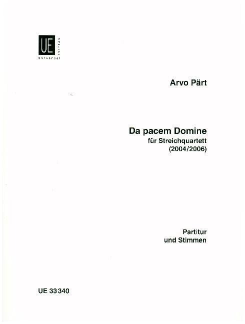 Da pacem Domine: für Streichquartett (2004/2006) Partitur und Stimmen.: Streichquartett. Partitur und Stimmen. Arts & Music