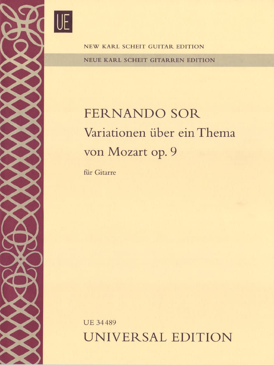Variationen über ein Thema von Mozart: Introduktion und Variationen über "Das klinget so herrlich" aus "Die Zauberflöte". op. 9. für Gitarre. Sheet Music