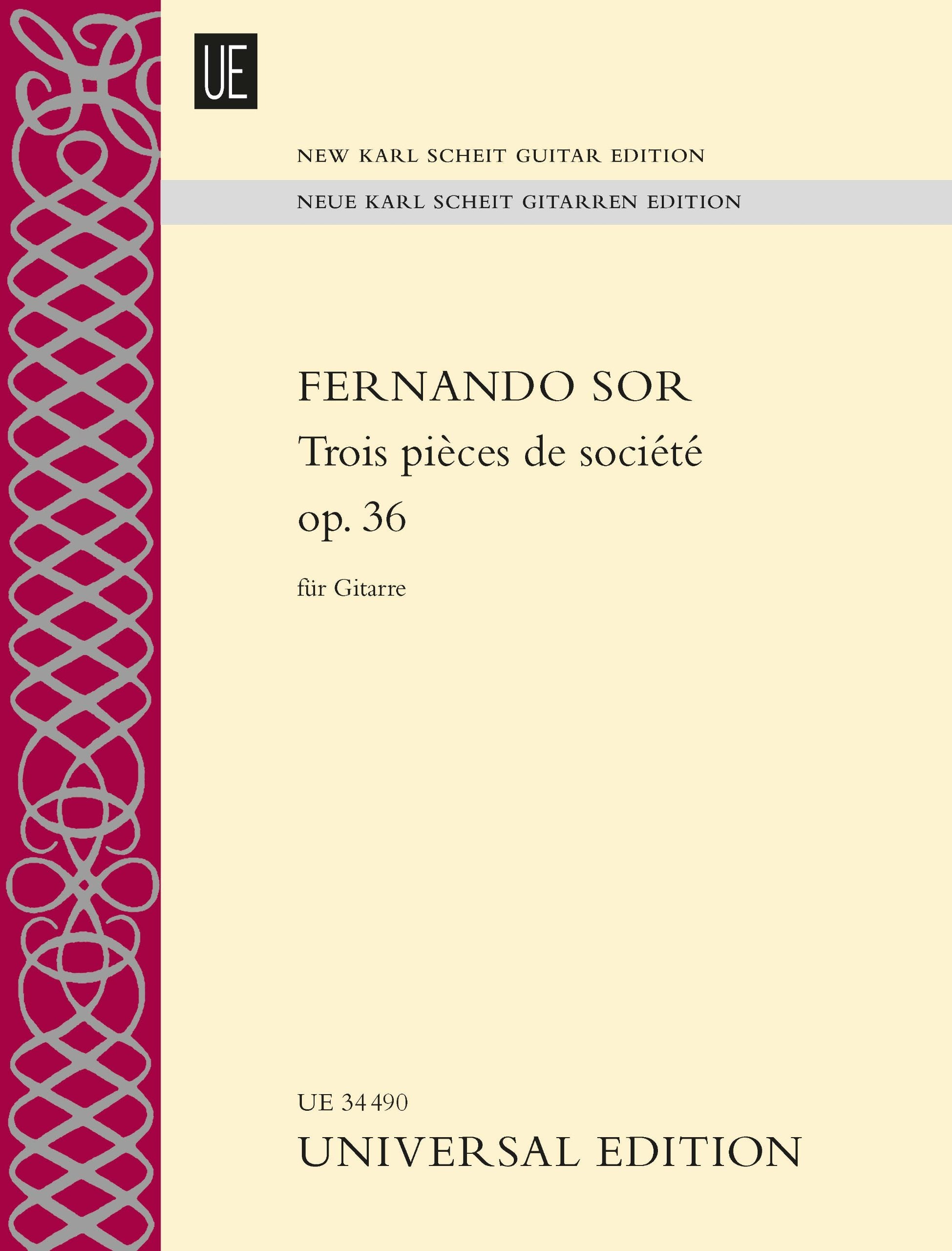 Trois pièces de société op. 36 für Gitarre solo: Neue Karl Scheit Gitarren Edition Sheet Music