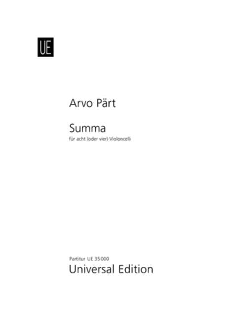 Summa: für 8 (4) Violoncelli. Partitur. Sheet Music