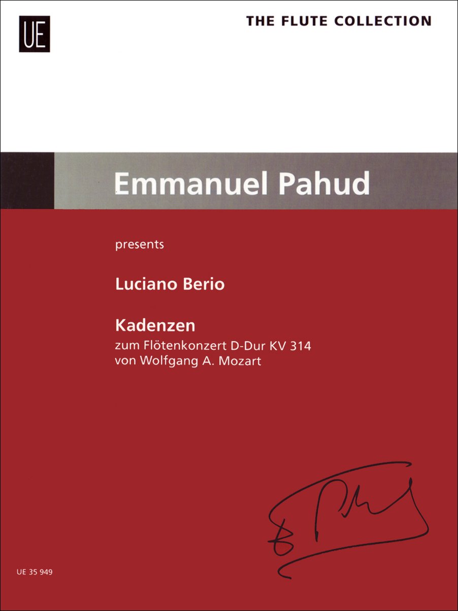 Kadenzen zum Flötenkonzert von Wolfgang A. Mozart D-Dur KV 314 für Flöte: The Flute Collection - Emmanuel Pahud presents Sheet Music