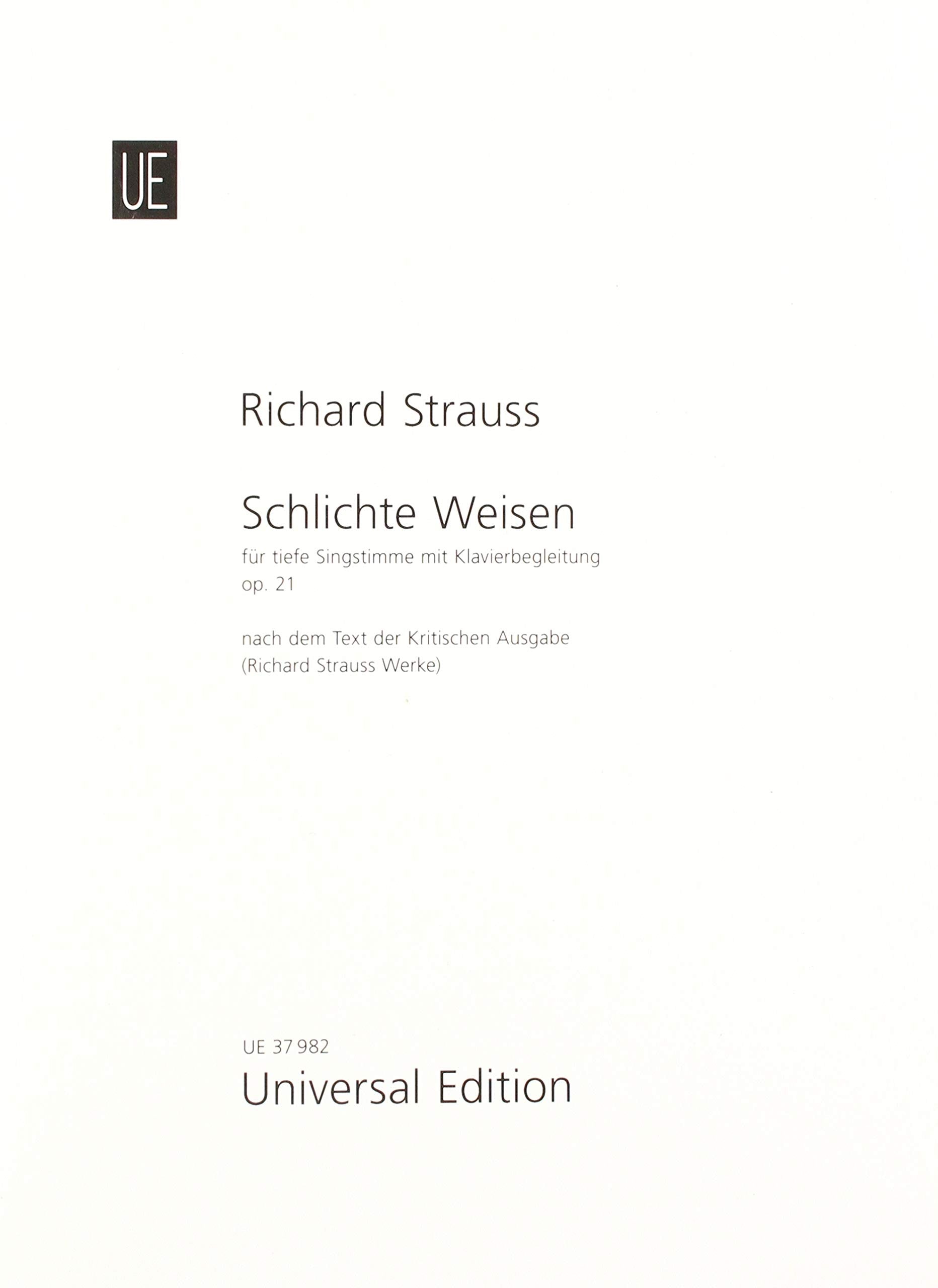 Schlichte Weisen: Fünf Gedichte von Felix Dahn. op. 21. TrV 160. tiefe Stimme und Klavier. Partitur. Books