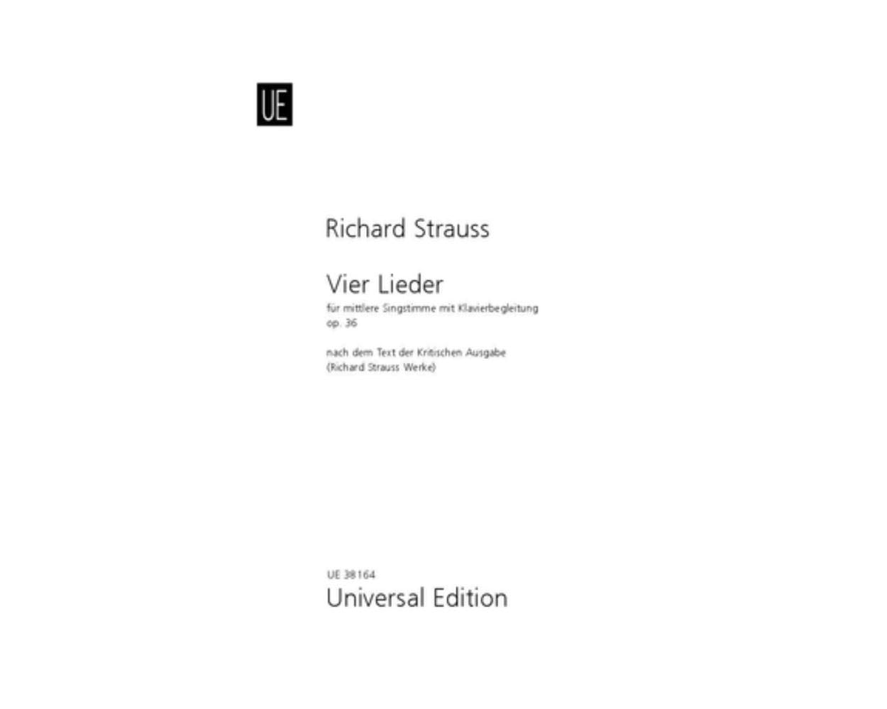 4 Lieder: op. 36. mittlere Stimme und Klavier. Partitur. Books