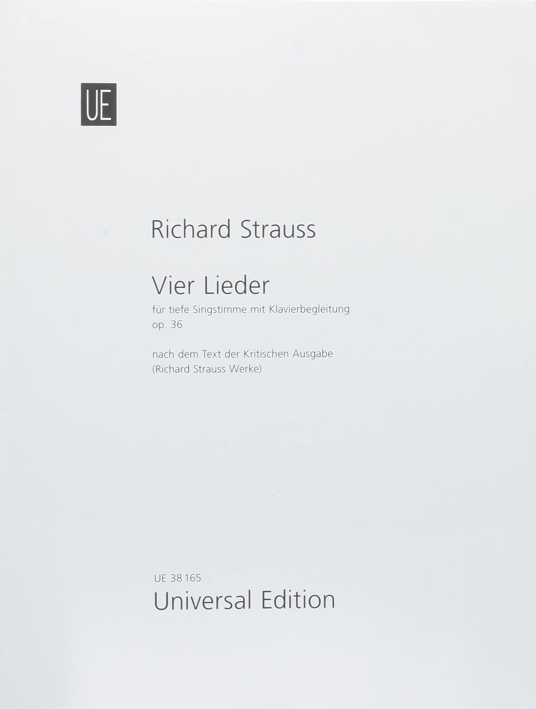4 Lieder: op. 36. tiefe Stimme und Klavier. Partitur. Books
