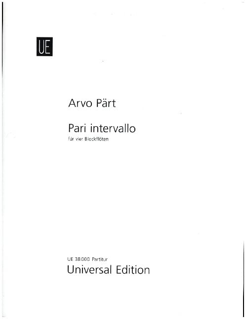 Pari intervallo: 4 Blockflöten (SATB). Spielpartitur. Books