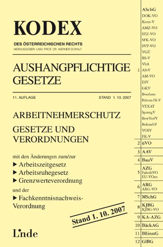 Aushangpflichtige Gesetze: Arbeitnehmerschutz - Gesetze und Verordnungen Law