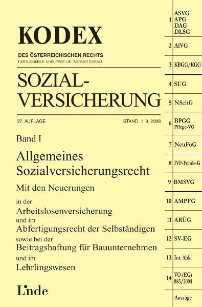 KODEX Sozialversicherung Band I: Allgemeines Sozialversicherungsrecht Law