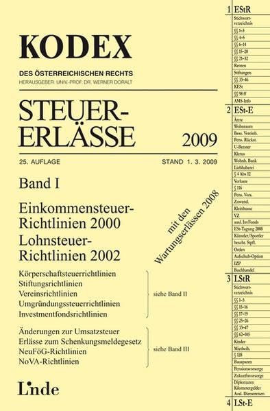 KODEX Steuer-Erlässe 2009 Band I (Kodex des Österreichischen Rechts) Law