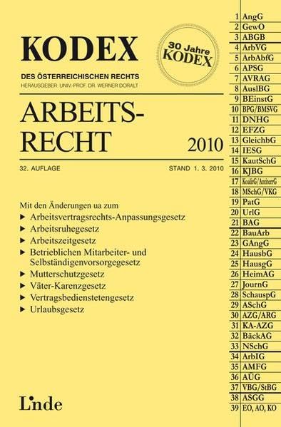 KODEX Arbeitsrecht 2010 (Kodex des Österreichischen Rechts) Law