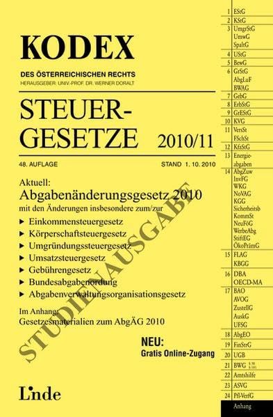 KODEX Steuergesetze 2010/11 Studienausgabe Law