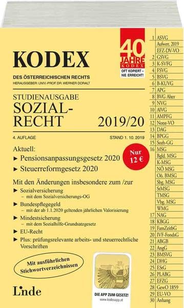 KODEX Studienausgabe Sozialrecht 2019/20: Studienausgabe Law