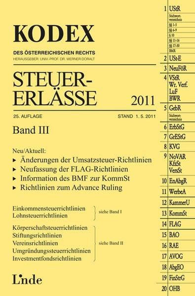 KODEX Steuer-Erlässe 2011, Band III (Kodex des Österreichischen Rechts) Law