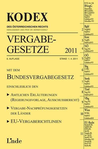 KODEX Vergabegesetze 2011 (Kodex des Österreichischen Rechts) Law