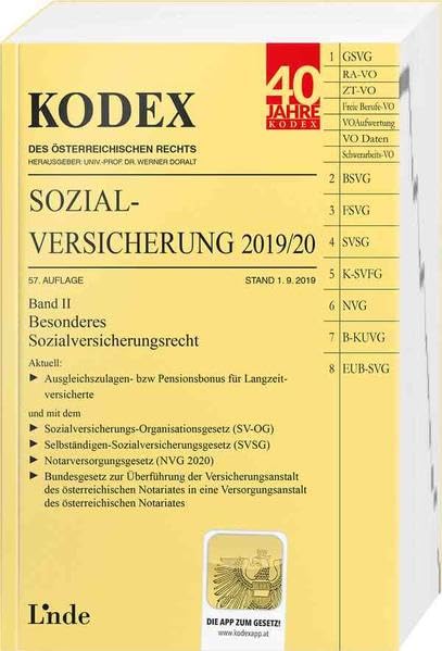 KODEX Sozialversicherung 2019/20, Band II (Kodex des Österreichischen Rechts) Law