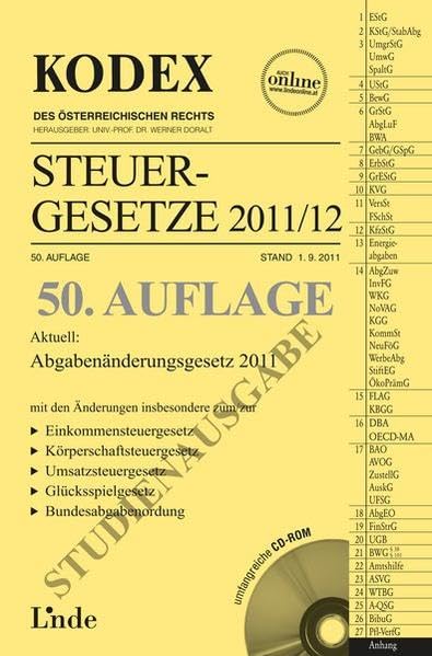 KODEX Steuergesetze 2011/12 - Studienausgabe (Kodex des Österreichischen Rechts) Law