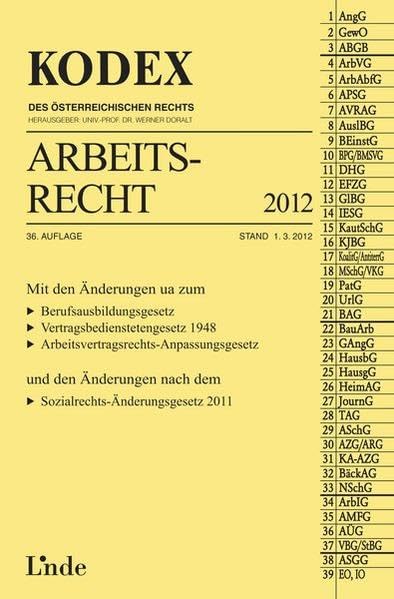KODEX Arbeitsrecht 2012 (Kodex des Österreichischen Rechts) Law
