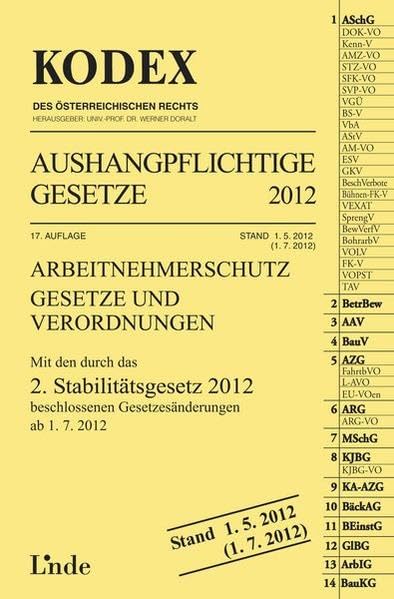 KODEX Aushangpflichtige Gesetze 2012 (Kodex des Österreichischen Rechts) Law