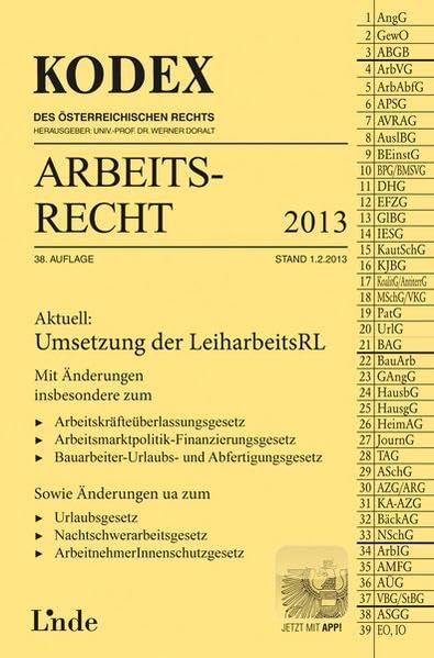 KODEX Arbeitsrecht 2013 (Kodex des Österreichischen Rechts) Law