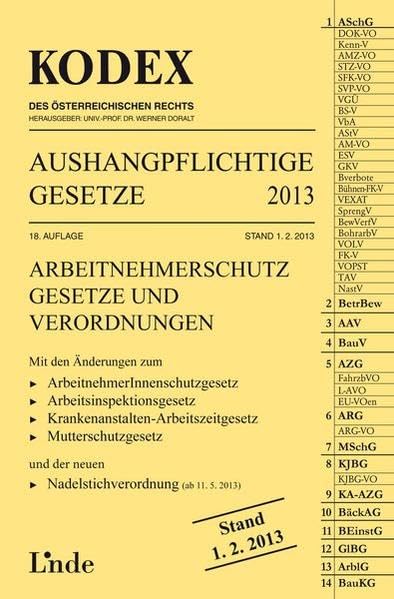 KODEX Aushangpflichtige Gesetze 2013 (Kodex des Österreichischen Rechts) Law