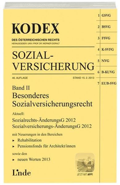 KODEX Sozialversicherung 2013, Band II (Kodex des Österreichischen Rechts) Law