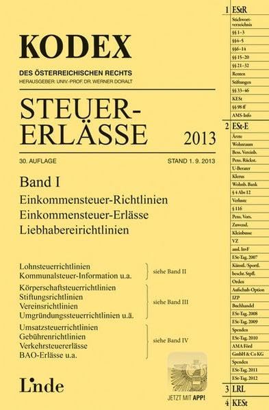 KODEX Steuer-Erlässe 2013 Band I (Kodex des Österreichischen Rechts) Law