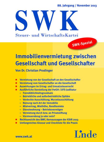 SWK-Spezial Immobilienvermietung zwischen Gesellschaft und Gesellschafter Law