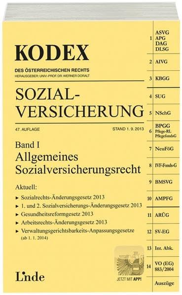 KODEX Sozialversicherung 2013/14, Band I (Kodex des Österreichischen Rechts) Law