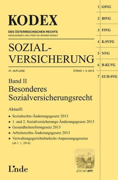 KODEX Sozialversicherung 2013/14, Band II (Kodex des Österreichischen Rechts) Law