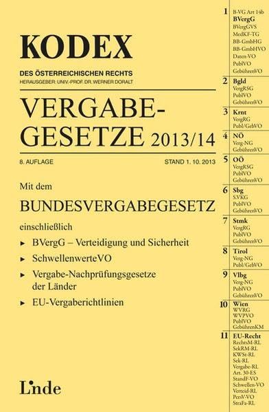 KODEX Vergabegesetze 2013/14 (Kodex des Österreichischen Rechts) Law
