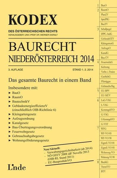 KODEX Baurecht Niederösterreich 2014 (Kodex des Österreichischen Rechts) Law
