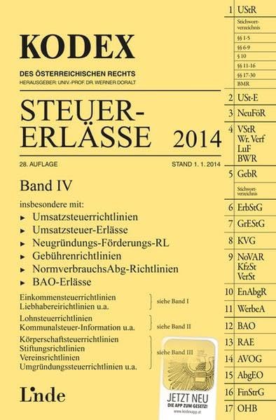 KODEX Steuer-Erlässe 2014, Band IV (Kodex des Österreichischen Rechts) Law