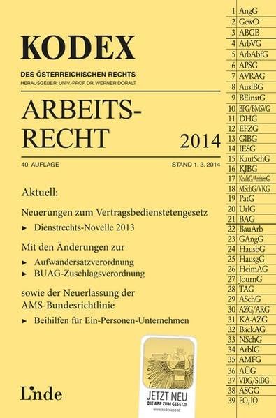 KODEX Arbeitsrecht 2014 (Kodex des Österreichischen Rechts) Law