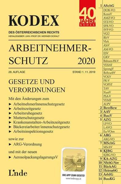 KODEX Arbeitnehmerschutz 2020 (Kodex des Österreichischen Rechts) Law