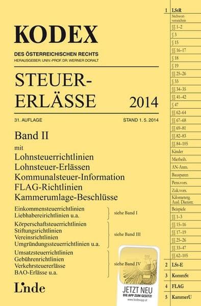 KODEX Steuer-Erlässe 2014 Band II (Kodex des Österreichischen Rechts) Law